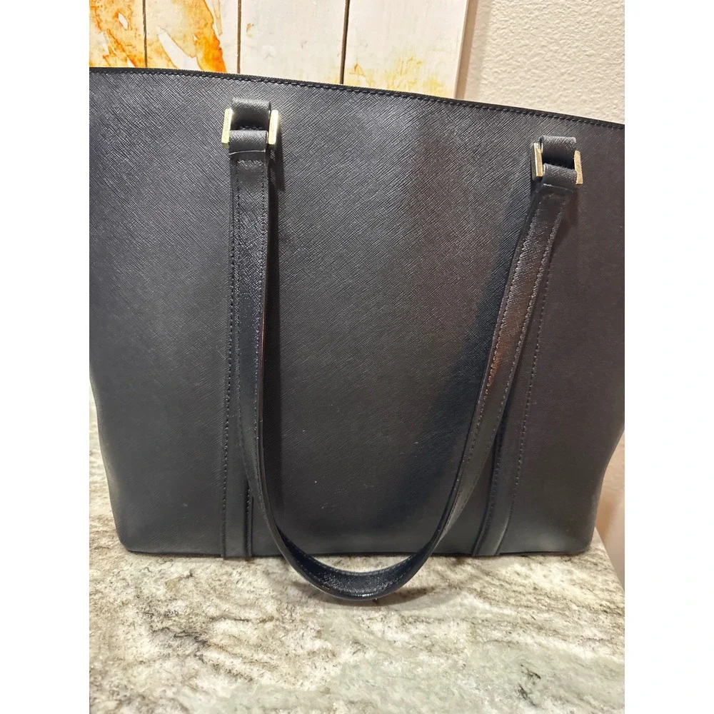 Saffiano Kate Spade Newbury Lane tote black leather bag with gold hardware‎